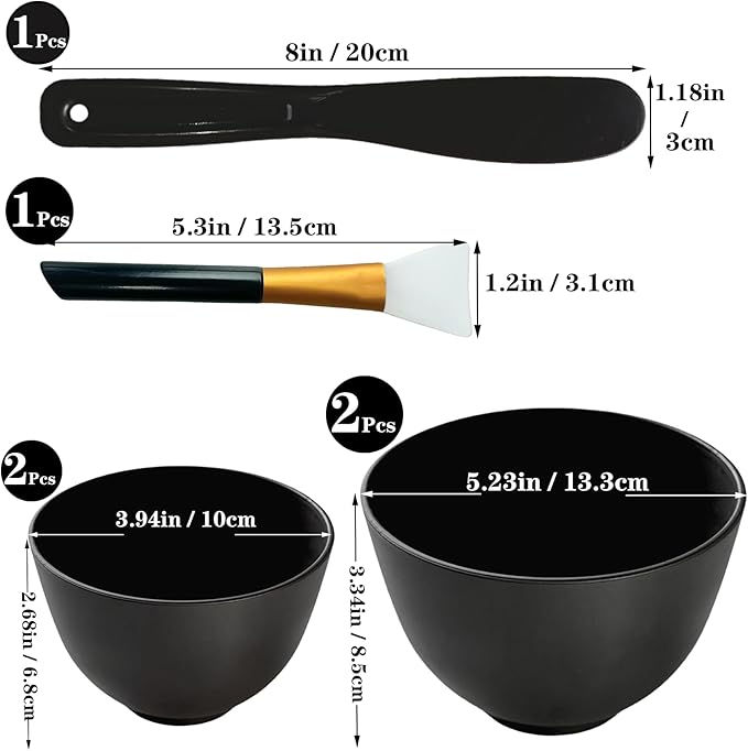 Bigwinyep 4Pcs Silicone Mixing Bowl DIY Hair Color Mixing Bowls for Home Salon Spa Face Skin Applicator Bowl, Black
