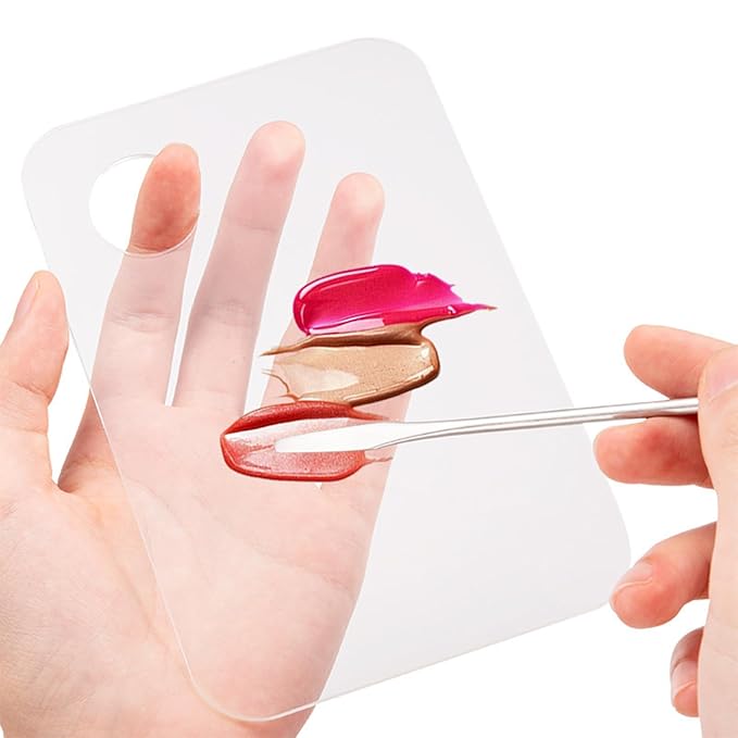 Mcduyant 2 Pcs Acrylic Makeup Palette Makeup Mixing Tray with Makeup Spatula for Beauty Salon Color Cream Liquid Foundation Mixing Palette (Round)