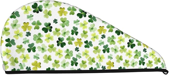 Leaf Hair Towel Wrap Microfiber Fast Drying Hair Turban with Buttons for Women Drying Curly, Long & Thick Hair