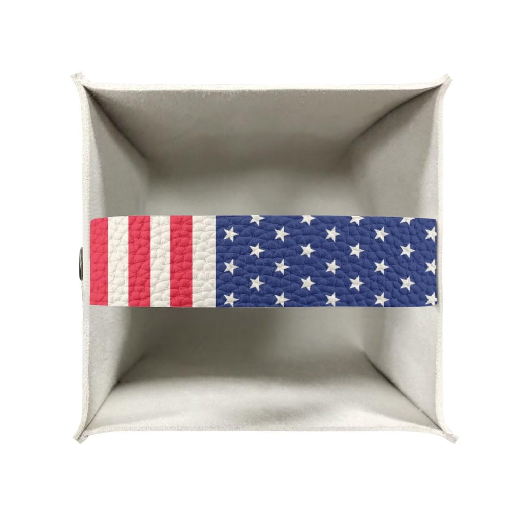 Pzuqiu American Flag Tissue Box Holder Stylish Leather Square Tissue Box Cover with Top Handle Waterproof Napkin Case Holder Home Office Bathroom Decor