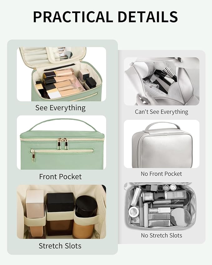 Wandering Nature Makeup Bag, Women Travel Make Up Vanity Case with Handle