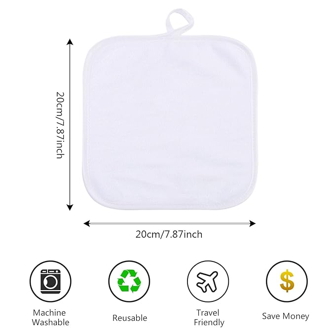 SINLAND Microfiber Facial Cloths Fast Drying Washcloth 8inch x 8inch Absorbent Face Wash Cloth Soft Makeup Remover Cloths