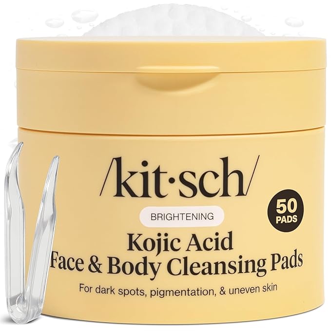 Kitsch Kojic Acid Pre-Soaked Cotton Pads for Face and Body – 50 Count