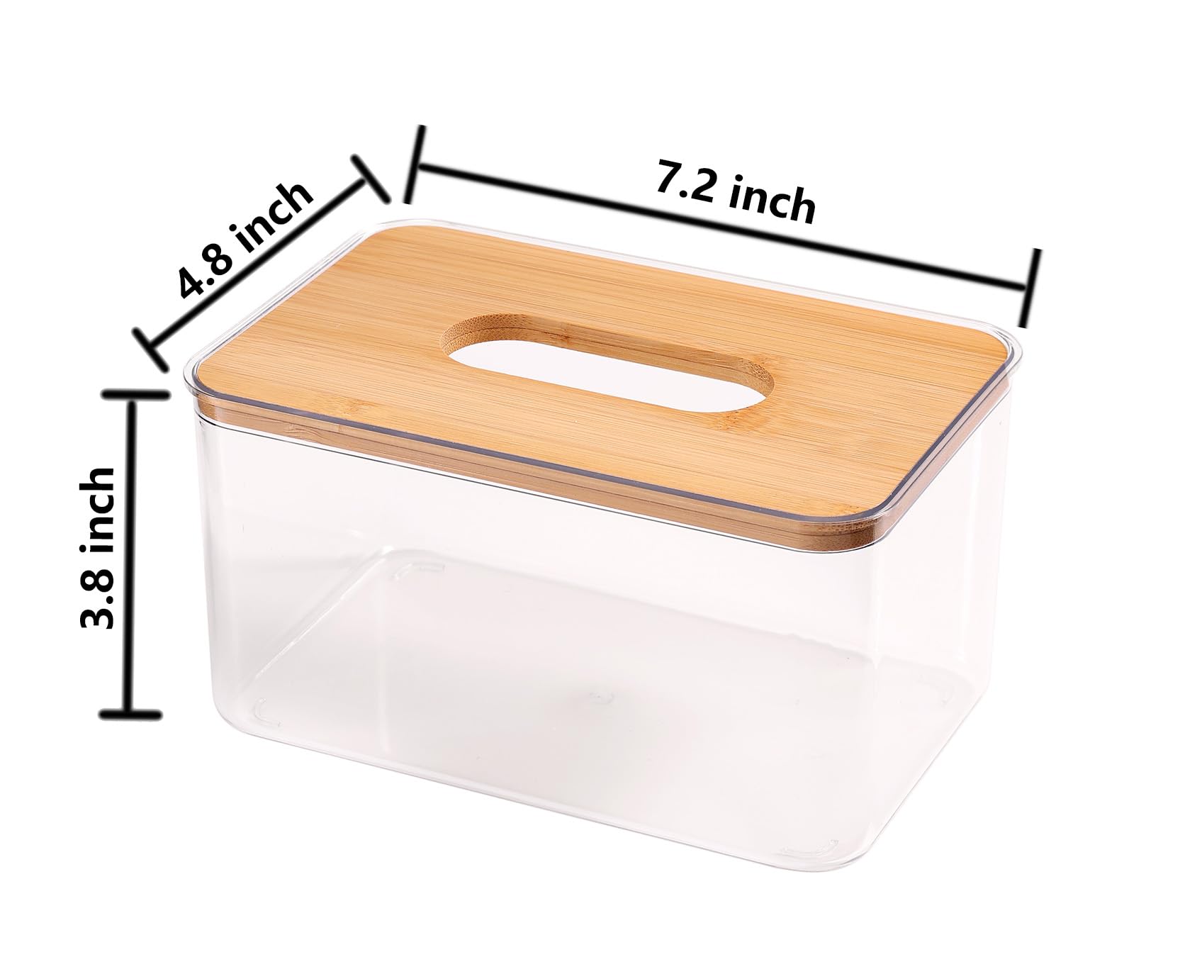 Acrylic Tissue Box Cover, Bamboo Dryer Sheet Holder, Wooden Rectangular Dryer Sheet Dispenser for Storage on Bathroom Vanity, Countertop, Bedroom Dresser