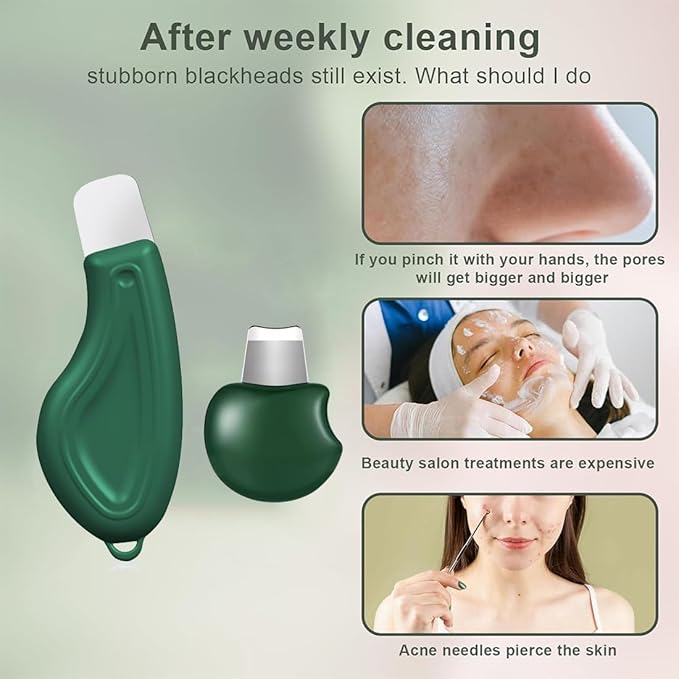 2 Pcs Blackhead Remover Tool, Silicone Face Scraper for Deep Cleansing, Skin Spatula Pore Cleaner, Nose Blackhead Scraper, Skin Scrubber Face Spatula for Men and Women (Green)