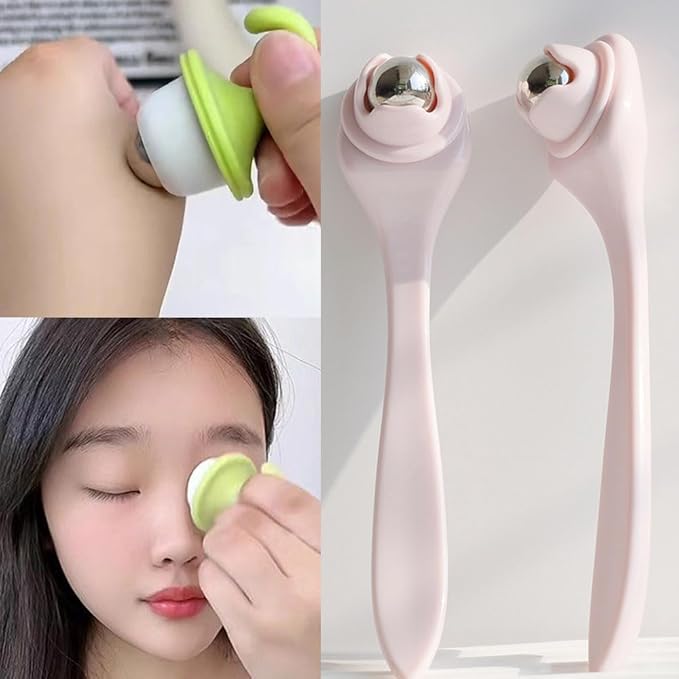 DeaHea 2 Pack Eye Cream Applicator Wand Stick Small Face Roller Eye Serum Applicator Massager Eyes Care Stick Cooling Therapy Ice Globes for Facial Moisturizer Under Eyes Brightener Reduce Puffiness