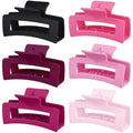 Sisiaipu 3.5 Inch Medium Hair Claw Clips 6 Pack Hair Clips for Women Square Rectangle Claw for Hair Banana Jaw Clips Hair Accessories for Girls (Pink Purple)