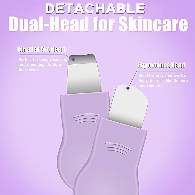 Blackhead Remover & Pimple Extractor Kit Dual-Ended Skin-Friendly Design for Sensitive Skin Professional Pore Cleanse & Acne Home Facial Care Tools with Stainless Steel Scraper (Purple-with Needle)