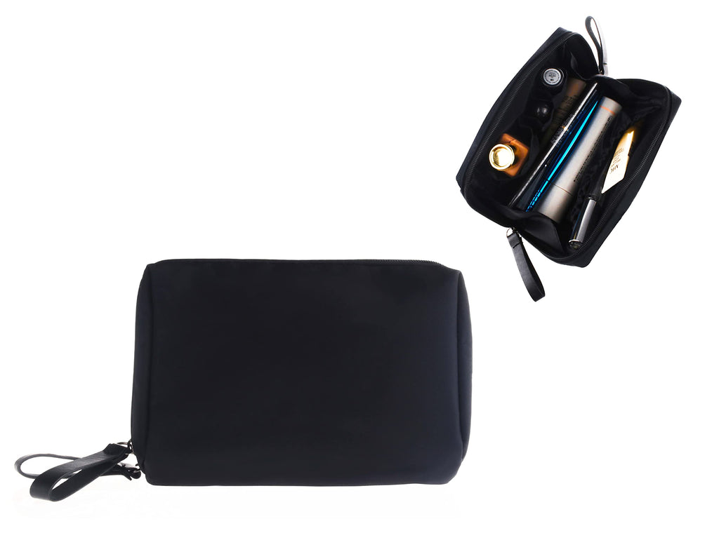 Kososuru Small Makeup Bag for Purse Portable Waterproof Cosmetic Bag Travel Makeup Pouch for Women (All black, Square)