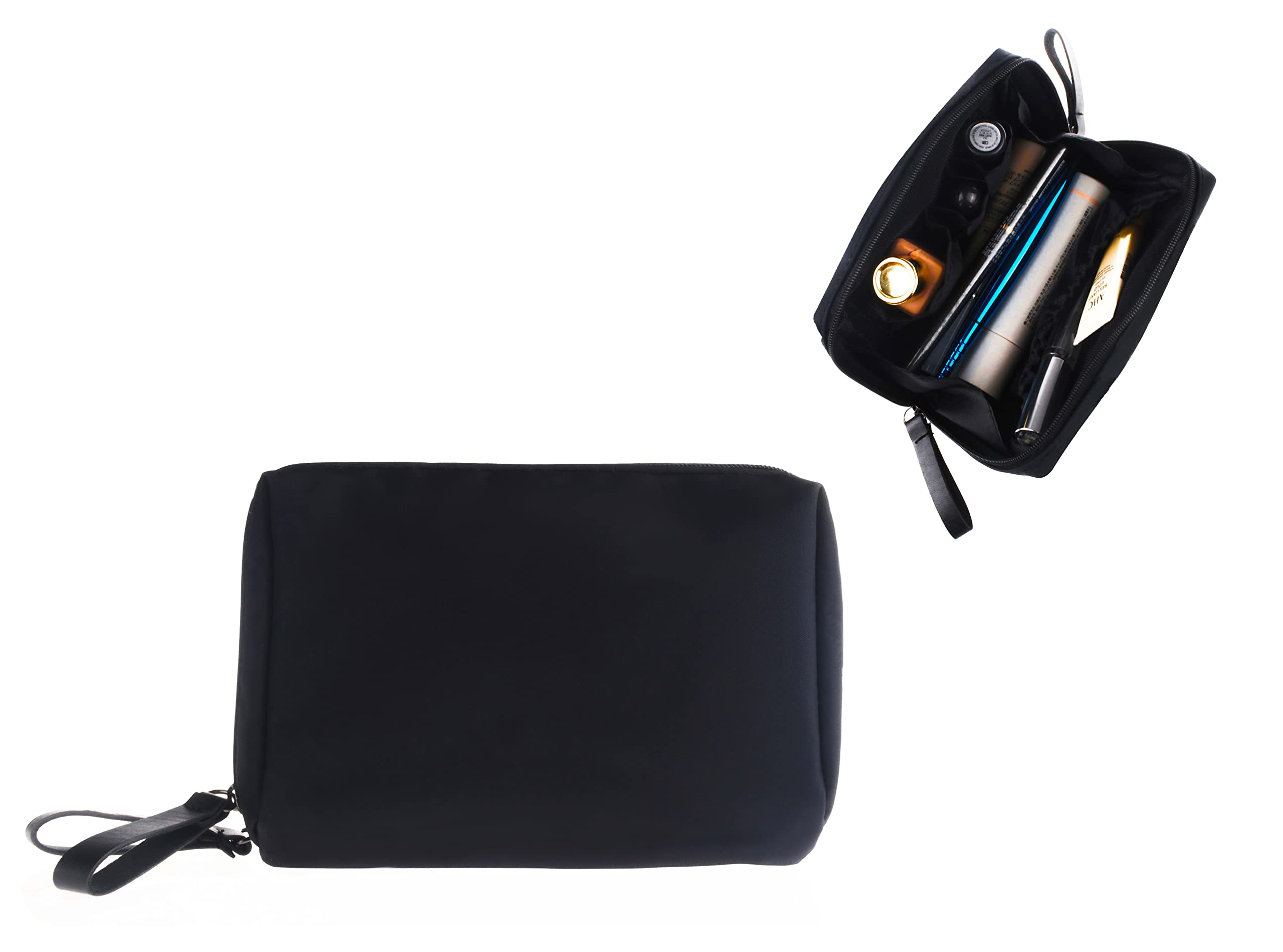 Kososuru Small Makeup Bag for Purse Portable Waterproof Cosmetic Bag Travel Makeup Pouch for Women (All black, Square)