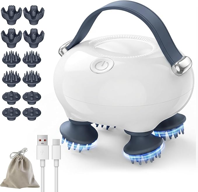IOOKNA Scalp Massager, Head Massager Scalp with Tangle-Resistant Design, Portable Head Massager, Hair Massagers with 12 Massage Heads, 3 Modes, Mothers Day Gifts, Father Day Gifts for Mom, Dad