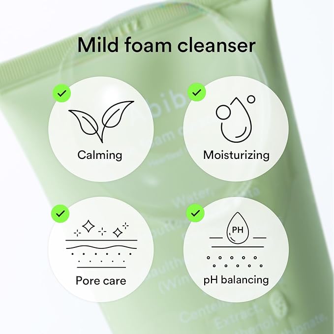Abib Mild Foam Cleanser Heartleaf Foam 5.07 fl.oz, Low pH Koreran Face Wash for Sensitive Skin