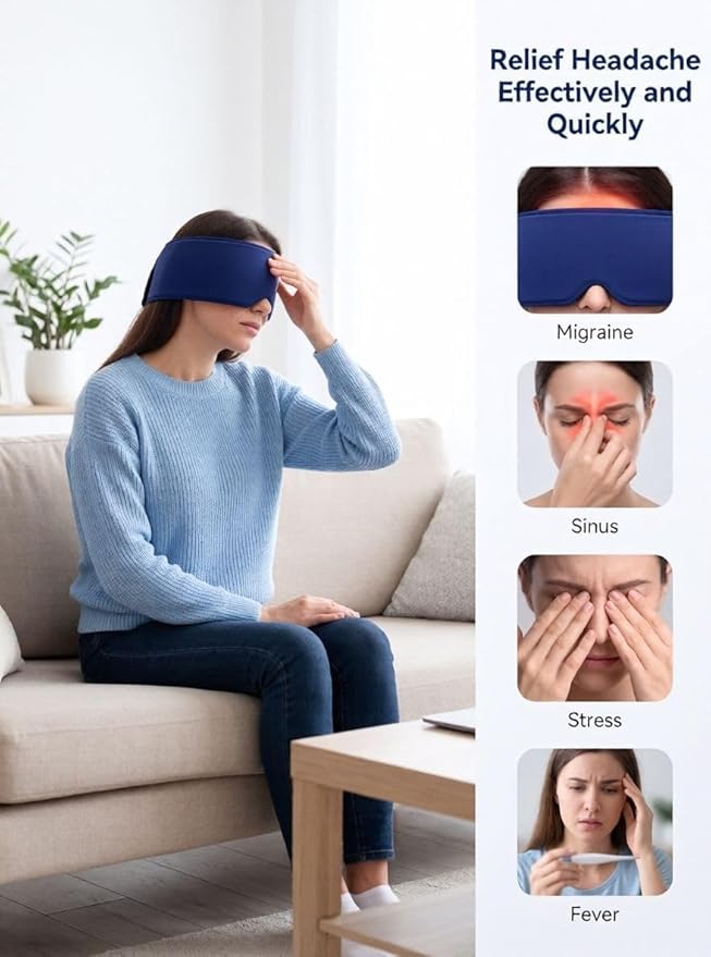 Cooling Gel Eye Mask for Puffy Eyes, Migraine & Headache Relief, Full Eye-Area Cold Compress for Eyes & Temples, FSA Eligible HSA Reusable Eye Ice Pack for Swelling & Post-Surgery Recovery