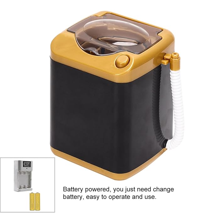 Beufee Mini Washing Machine, Electric Makeup Brush Cleaning Machine Electric Mini Quick Dry Cleaning Washer Cosmetic Tool Cleansing Machine for Home (Gold)