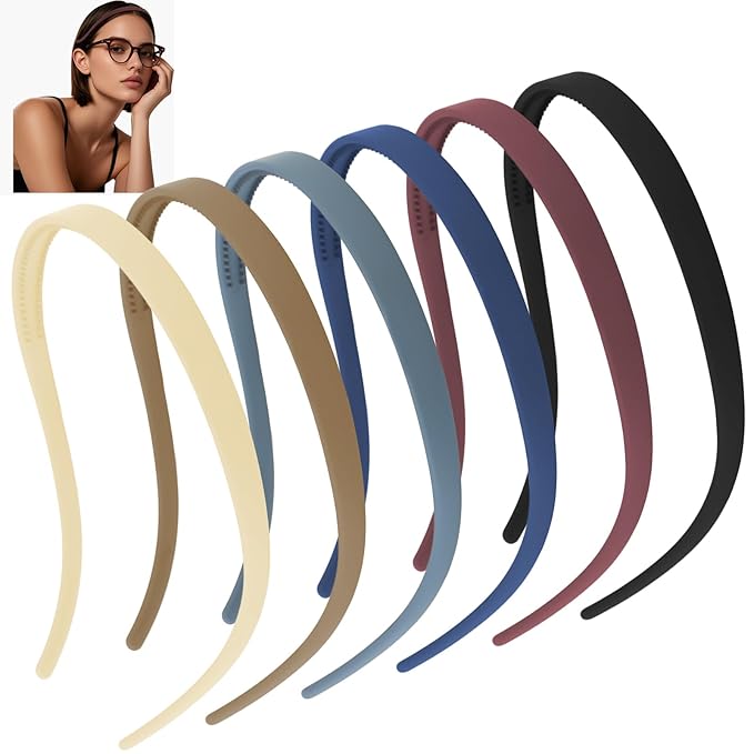 Hapdoo Headbands for Glasses Wearers No Headache No Pressure Comfortable Sunglasses Headband 6PCS Thin Plastic Hairbands with Teeth Fashion Head Bands for Women's Hair Non Slip Hair Accessories
