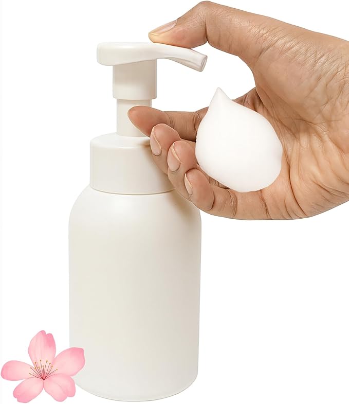 Plastic Foaming Hand Soap Dispenser,Toddler Bar Soap Cute Kids Dispenser for Bathroom Refillable Pump Bottles for Kitchen Liquid Shampoo Body Wash 10oz 300ml (1, White)
