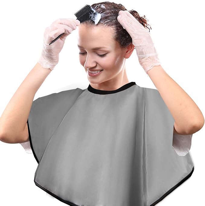 Short Barber Cape, Waterproof Nylon Salon Hair Cutting Cape, Makeup Artist Cape for Hair Dye, Comb-out, Styling, Shampoo (2, Grey)