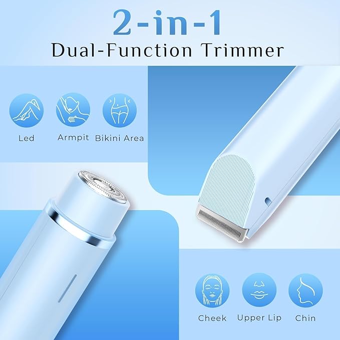 New 2-in-1 Electric Bikini Trimmer for Men - Dual Head Electric Razor,Waterproof Painless Bikini Shaver, Pubic Hair Trimmer for Private Area & Body Hair, Gifts for Men,Blue