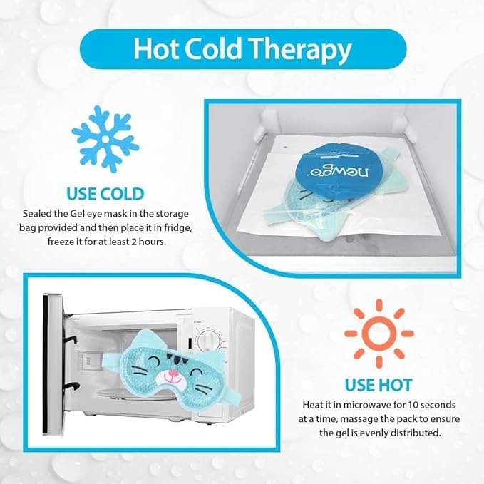 NEWGO Kids Ice Pack Eye Mask Cold Compress Reusable Hot Cold Therapy Gel Eye Mask with Soft Plush Backing