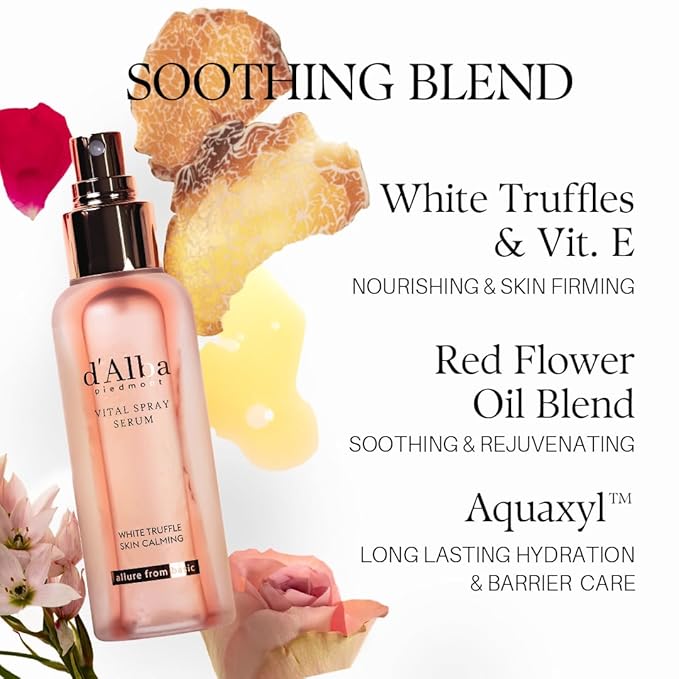 d'alba Piedmont [2 Bottles] Italian White Truffle Vital Spray Serum, Vegan Skin Care, Calming and Hydrating Facial Mist for Red and Sensitive Skin, Glow, Korean Skincare (total 6.76 fl oz.)