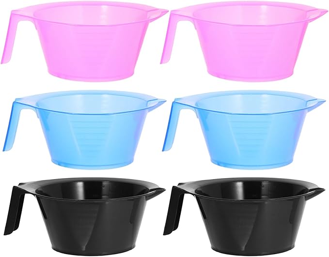 LALAFINA Hair Dye Bowls Set of 6 Transparent Salon Hair Color Mixing Bowls with Measurement Scales for Precise Dye Application and Highlighting 6.10X5.11X2.63In