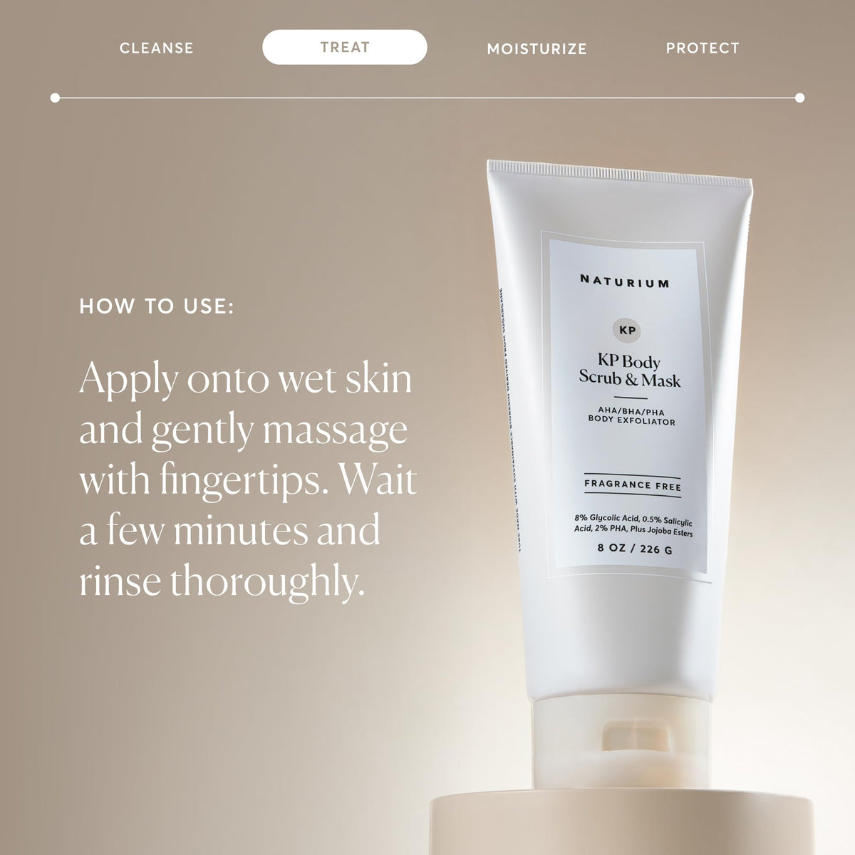 Naturium KP Body Scrub & Mask, AHA BHA PHA Exfoliant with Pumice, 8 oz
