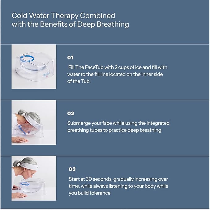 The FaceTub Face Cold Plunge with Breathing Tube, Face Ice Bowl for Cold Therapy to Support Skin Health & Relaxation, Cold Water Face Tub, Vagus Nerve Stimulator Made in the USA