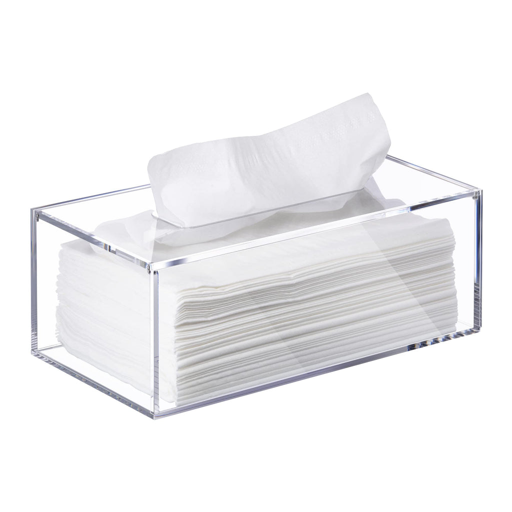 Elavain Clear Tissue Box, Acrylic Facial Tissue Box Holder Rectangular Bathroom Tissue Holder, Modern Tissue Dispenser Decorative Box, Tissue Holders | Use with Tissues Only- Original Box Will Not Fit