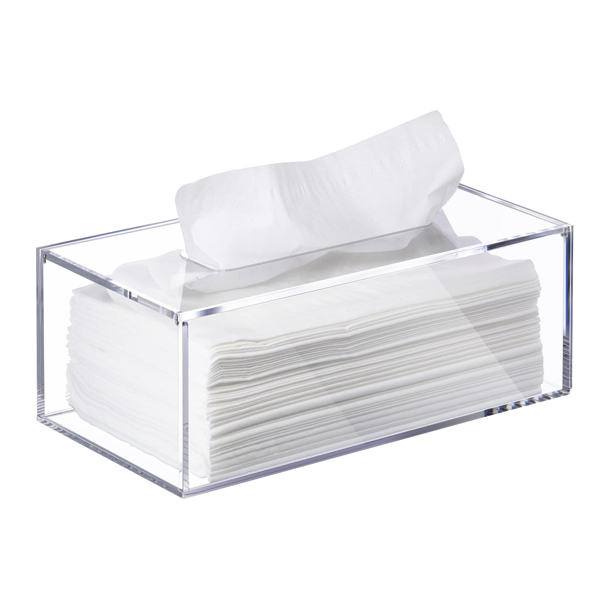 Elavain Clear Tissue Box, Acrylic Facial Tissue Box Holder Rectangular Bathroom Tissue Holder, Modern Tissue Dispenser Decorative Box, Tissue Holders | Use with Tissues Only- Original Box Will Not Fit