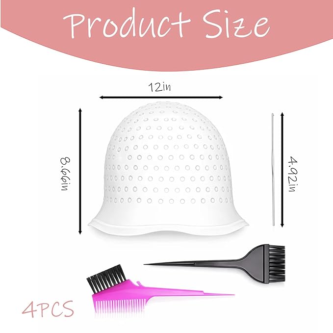 4Pcs Hair Highlighting Cap Set, Highlight Caps for Hair, Hair Dye Cap Suitable for DIY Home Hairstylist, Professional Salon Stylist