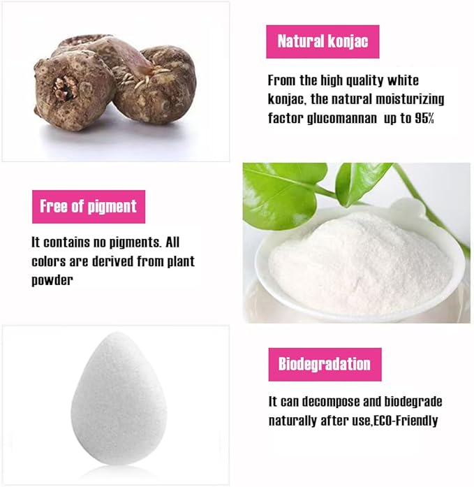 Konjac Facial Sponges for Washing Cleaning Face Body Natural Konjac Face Sponge Set for Cleansing and Exfoliating Set of 2