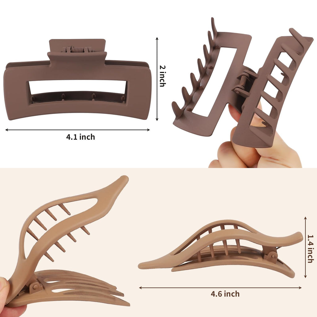 CHANDAT Hair Clips for Women, Flat Hair Clips, 8 pcs, 2style - Brown