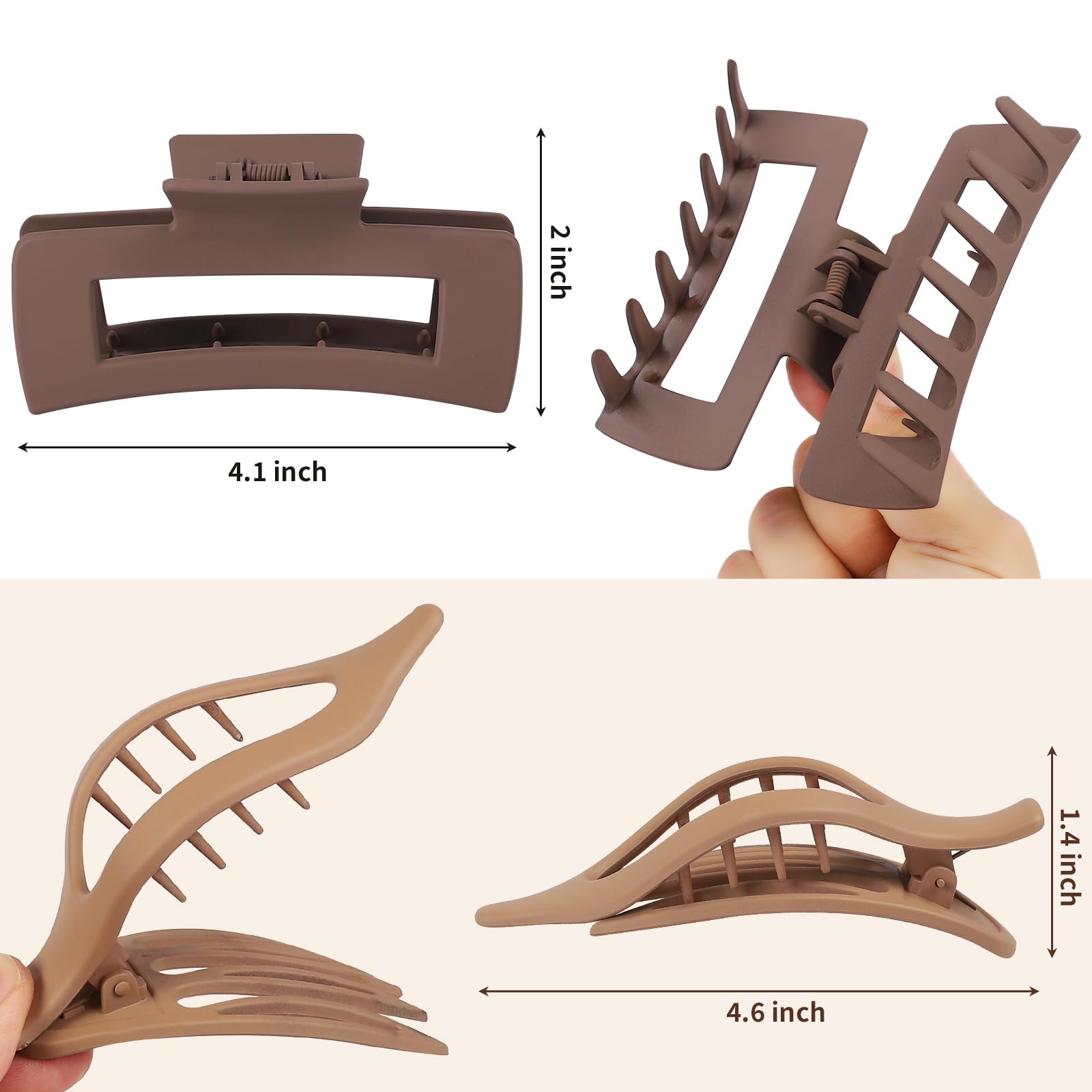CHANDAT Hair Clips for Women, Flat Hair Clips, 8 pcs, 2style - Brown