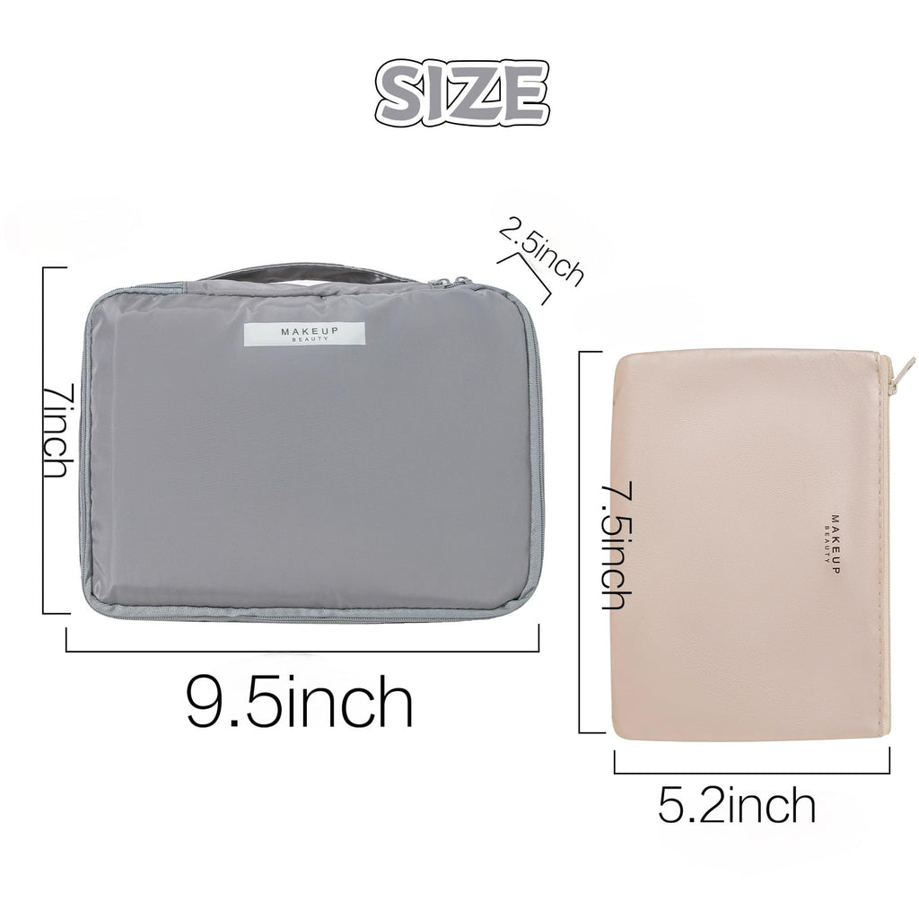 Queboom Travel Makeup Bag Cosmetic Bag Makeup Bag Toiletry bag for women and men (Grey)
