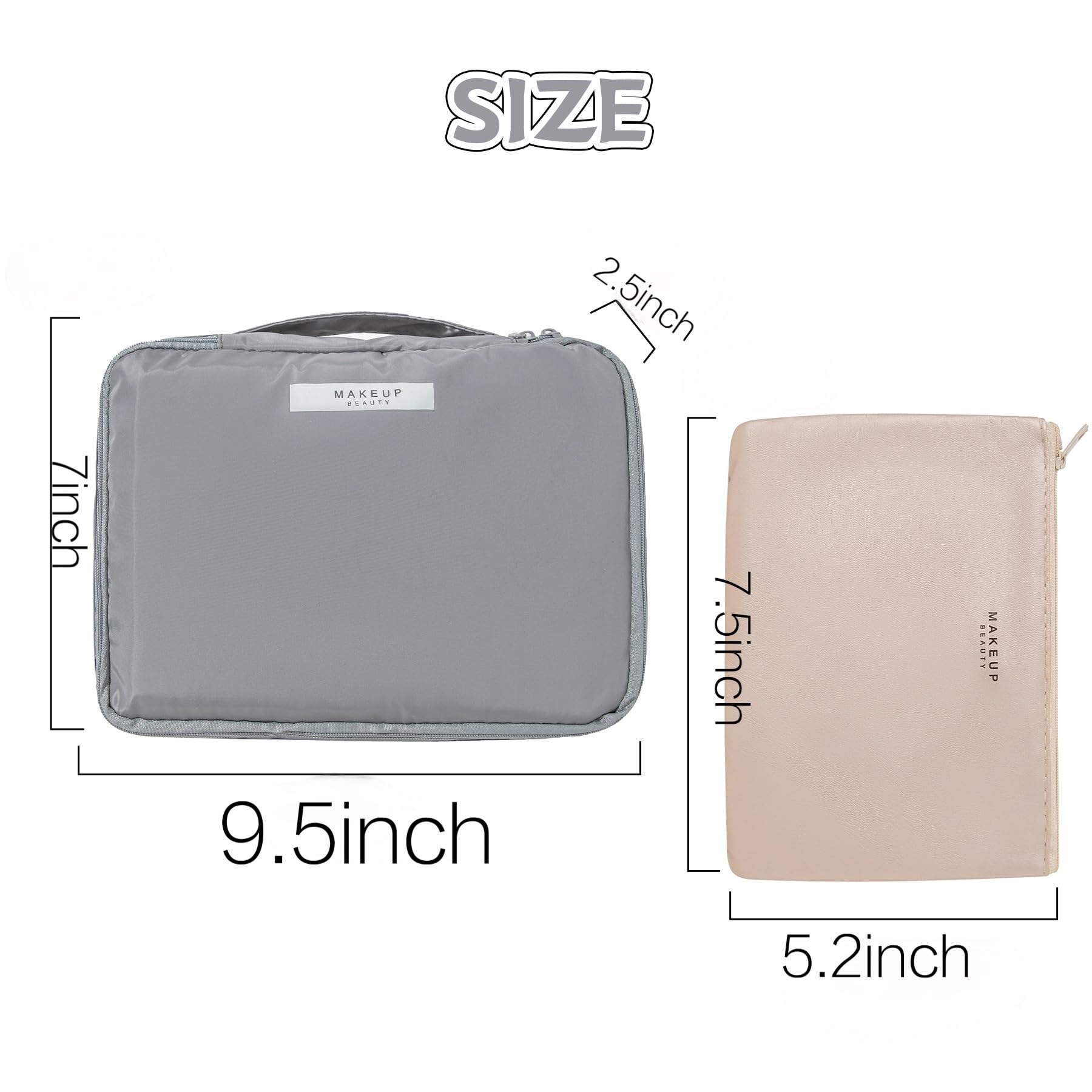 Queboom Travel Makeup Bag Cosmetic Bag Makeup Bag Toiletry bag for women and men (Grey)