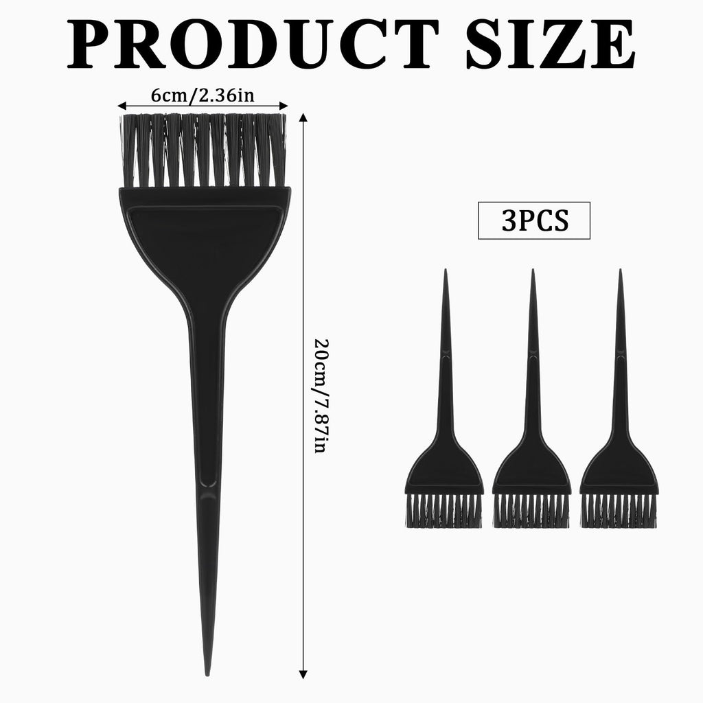 Ymapinc 3 Pcs Hair Coloring Dye Brush, Hair Stylist Supplies Salon Accessories Applicator Brushes for Hairs DIY Tools (Plastic, Black)