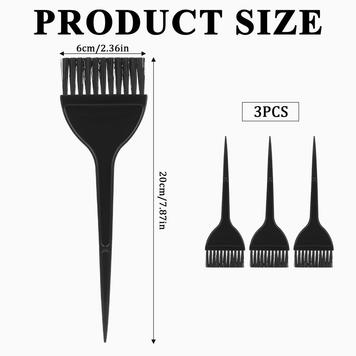 Ymapinc 3 Pcs Hair Coloring Dye Brush, Hair Stylist Supplies Salon Accessories Applicator Brushes for Hairs DIY Tools (Plastic, Black)
