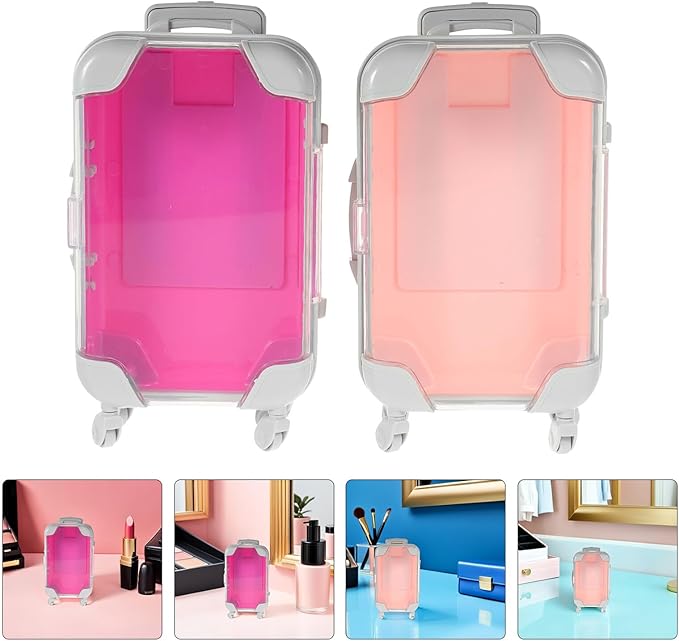 SAFIGLE 4pcs Mini Lash Storage Case Set with Retractable Handle, Waterproof Portable Makeup Organizer for False Eyelashes, Compact Travel Cosmetic Container in Pink and Rose Red