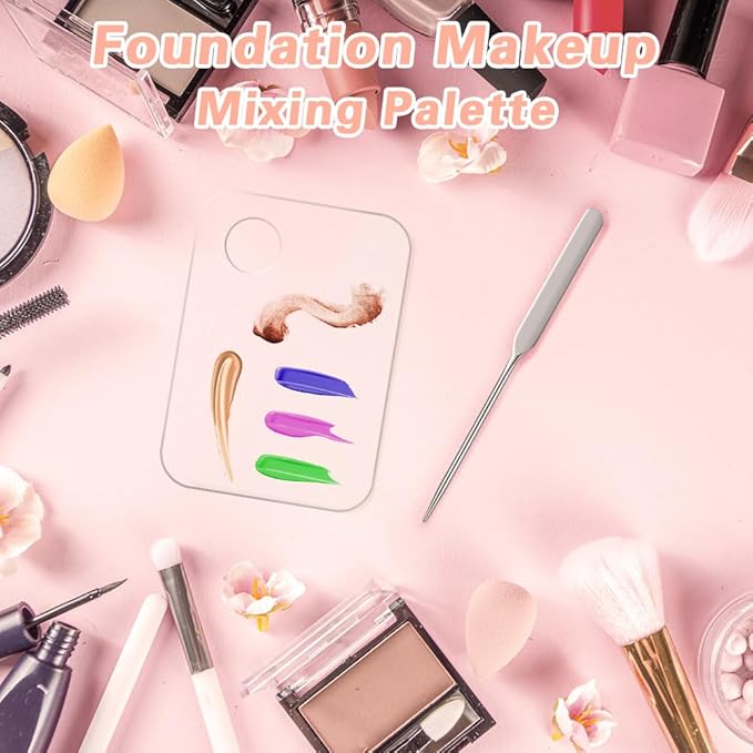 Aolso Acrylic Cosmetic Makeup Palette, Mixing Tray with Makeup Spatula&Leather Case, Professional Cosmetic Mixing Palette for Beauty Salon Mixing Eye Shadow/Lipsticks/Nail Art/Foundation