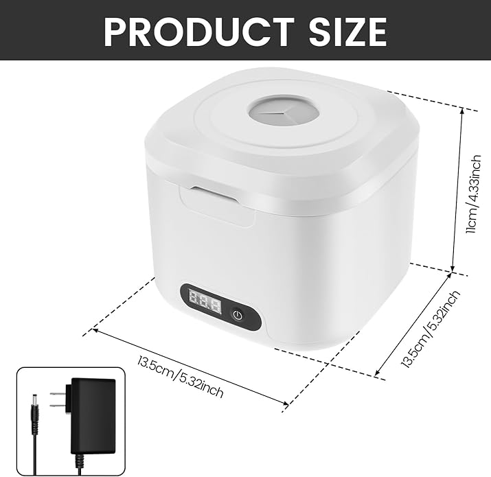 ZJRDYYK Ultrasonic Retainer Cleaner Machine, 340ML Ultrasonic Cleaner Machine for Braces, Jewelry, Mouth Guard, Glasses, Watch, Denture and Makeup Tools, ABS+304 Stainless Steel, 304 stainless steel