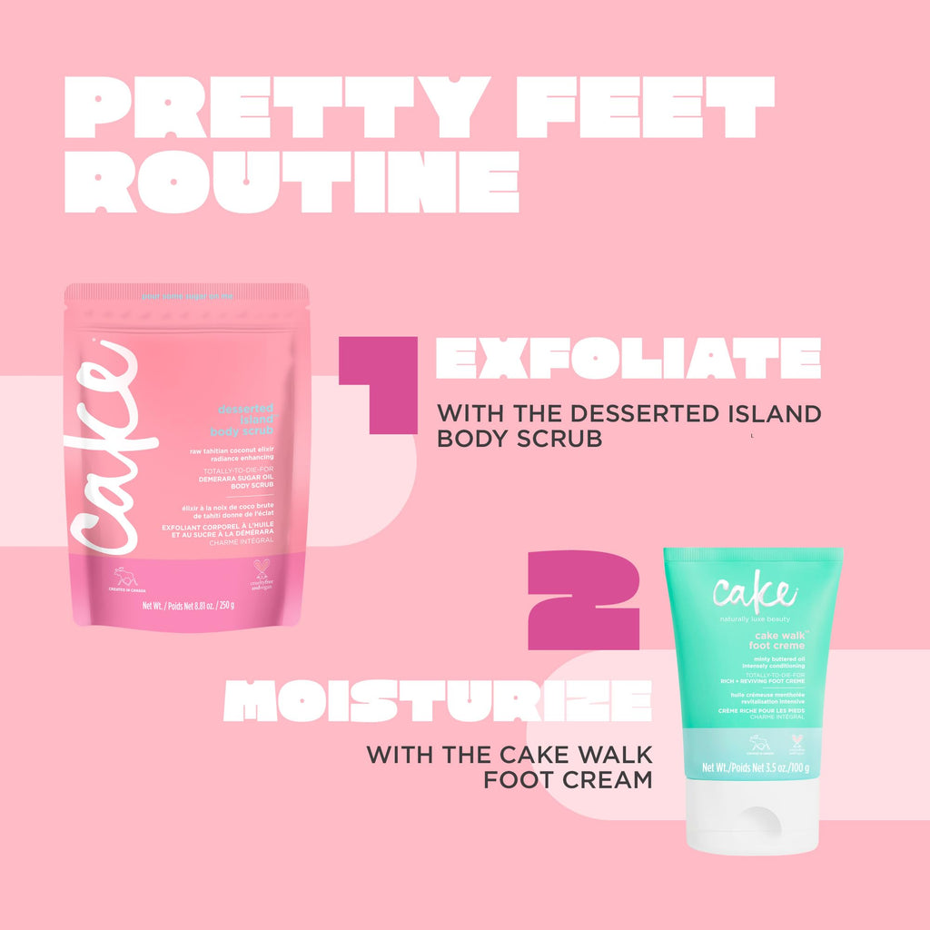 Cake Beauty Nourishing Foot Cream, The Cake Walk - Nourishes, Conditions & Soothes Tired Heels and Feet - Rich & Reviving Triplemint Scent - Cocoa Butter, Almond & Avocado Oil - 3.5 Oz / 100 g