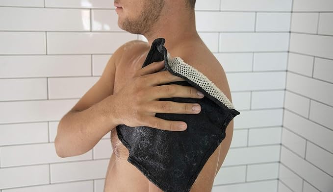 The Rustic Man Terry Wash Cloths for Face and Body, Dual-Sided Cleansing and Exfoliating Washcloths, Machine Wash, Black, 3 Count