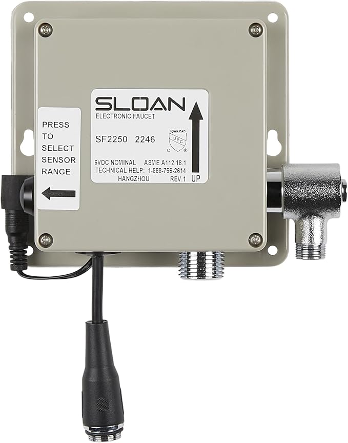 Sloan SF-2300 Sensor Activated Touch-Free Faucet, Commercial Grade with Mounting Hardware - 0.5 GPM Hardwired-Powered Deck-Mounted Mid Body, Polished Chrome Finish, 3362116