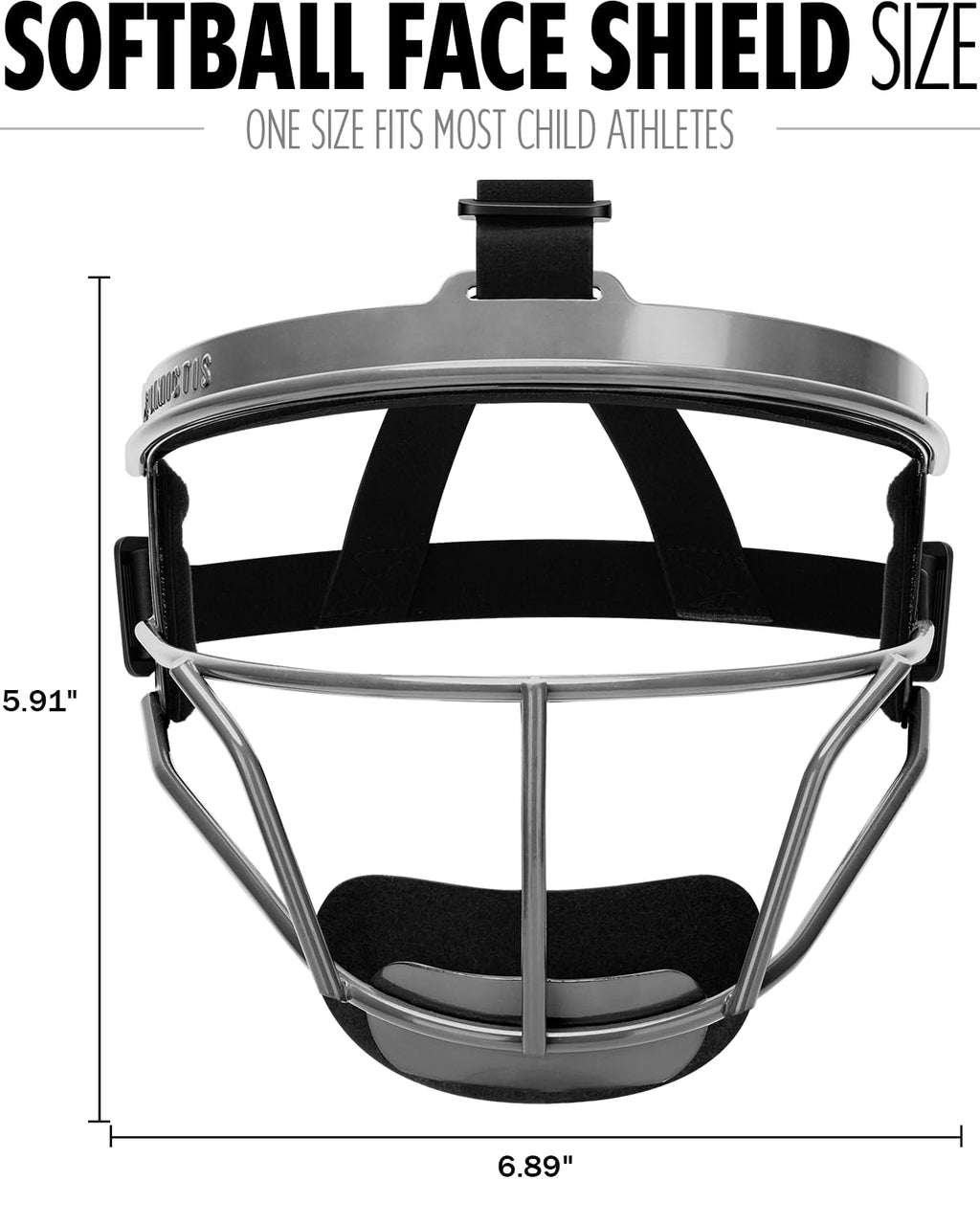 Dinictis Softball Face Mask, Lightweight, Comfortable, with Wide Field Vision, Durable and Safe Face Guards, Premium Protective Softball Fielder's Mask-Grey-Child(S)