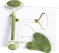 Jade Roller Gua Sha Tools - Nature Gua Sha Facial Tool Skin Tightening Face Massager Anti-Aging Jade Face Roller Puffiness Reducing Guasha Stone for Women Men（Green）