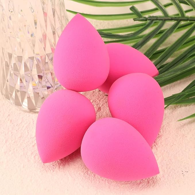 BEAKEY Makeup Sponges 5 Pack, Rose Pink Beauty Sponge for Foundation