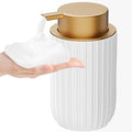 Ceramic Foaming Soap Dispenser, 12 oz Bathroom Foam Hand Soap Dispenser, Refillable Lotion Soap Dispenser with Removable Pump for Kitchen Hand Wash Dispenser, Modern Home Decor(White)