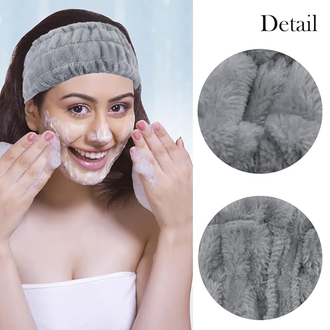 LAPOHI 3 Pack Microfiber Towel Headbands for Washing Face, Facial Headbands Makeup Headband Spa Headband Skincare Headband Fash Wash Headband for Women and Girls