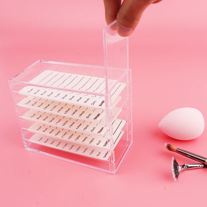 Mekupeu 5 Layer Makeup Organizer Storage Box Clear Eyelash Storage Box Eyelashes Grafting Eyelash Extension Tool (Clear)