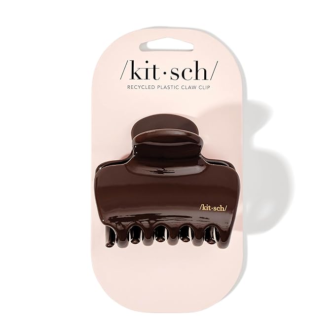 Kitsch Plastic Puffy Claw Clip for Women - 3.15 Inches Claw Clips for Full or Half Ponytail, Secure Hold for Thick Hair, Stylish Hair Accessories - Chocolate, 1pc